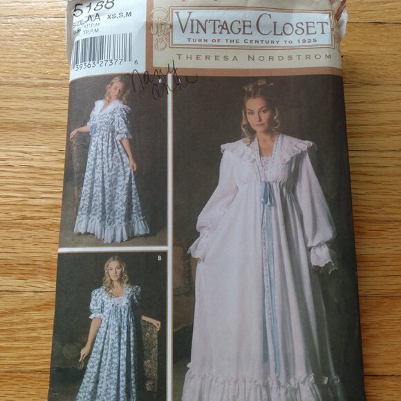 Vintage Victorian Style Nightgown Robe Sewing Pattern XS-M Simplicity 5188 UNCUT - Picture 2 of 11
